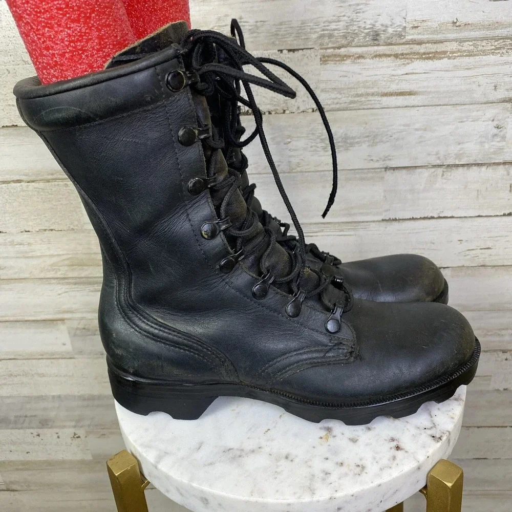 VTG Vietnam Combat Boots US Military Sz 4.5N Black PJ 9-88 Grunge Gothic Soldier